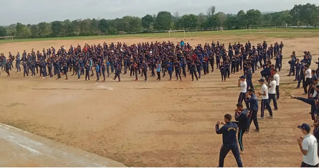 Participants taking part in group activities on the camp grounds