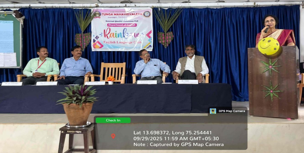 Dr. M. K. Veena delivering the inaugural address, Rainbow English Language Club