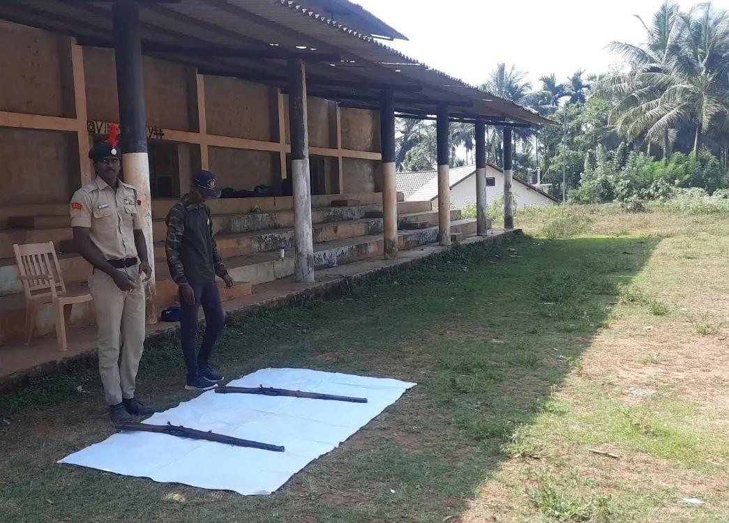 NCC cadets taking part in an outdoor rifle training session